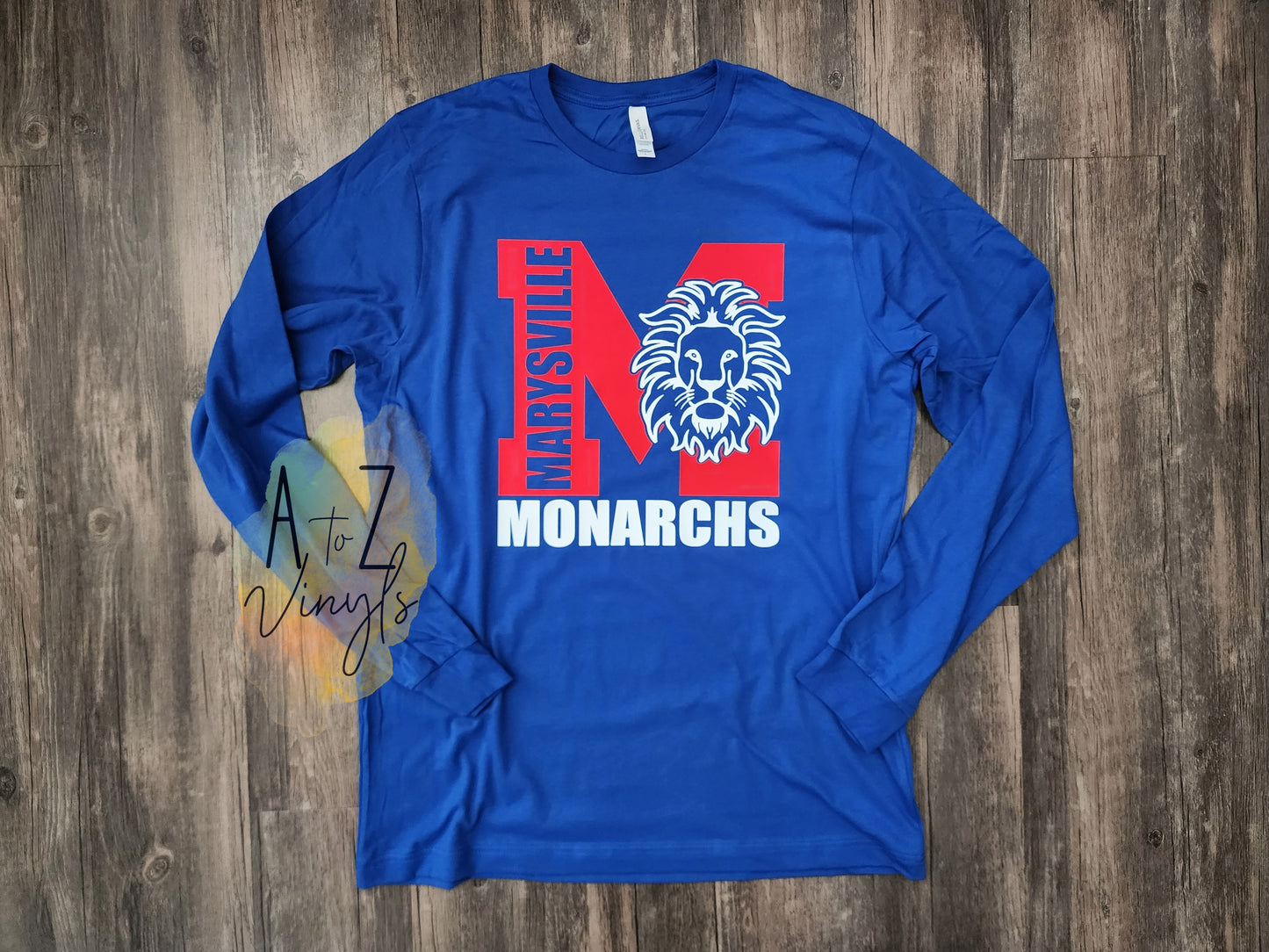 Adult Unisex Long Sleeve Royal- Marysville Monarchs M Lion