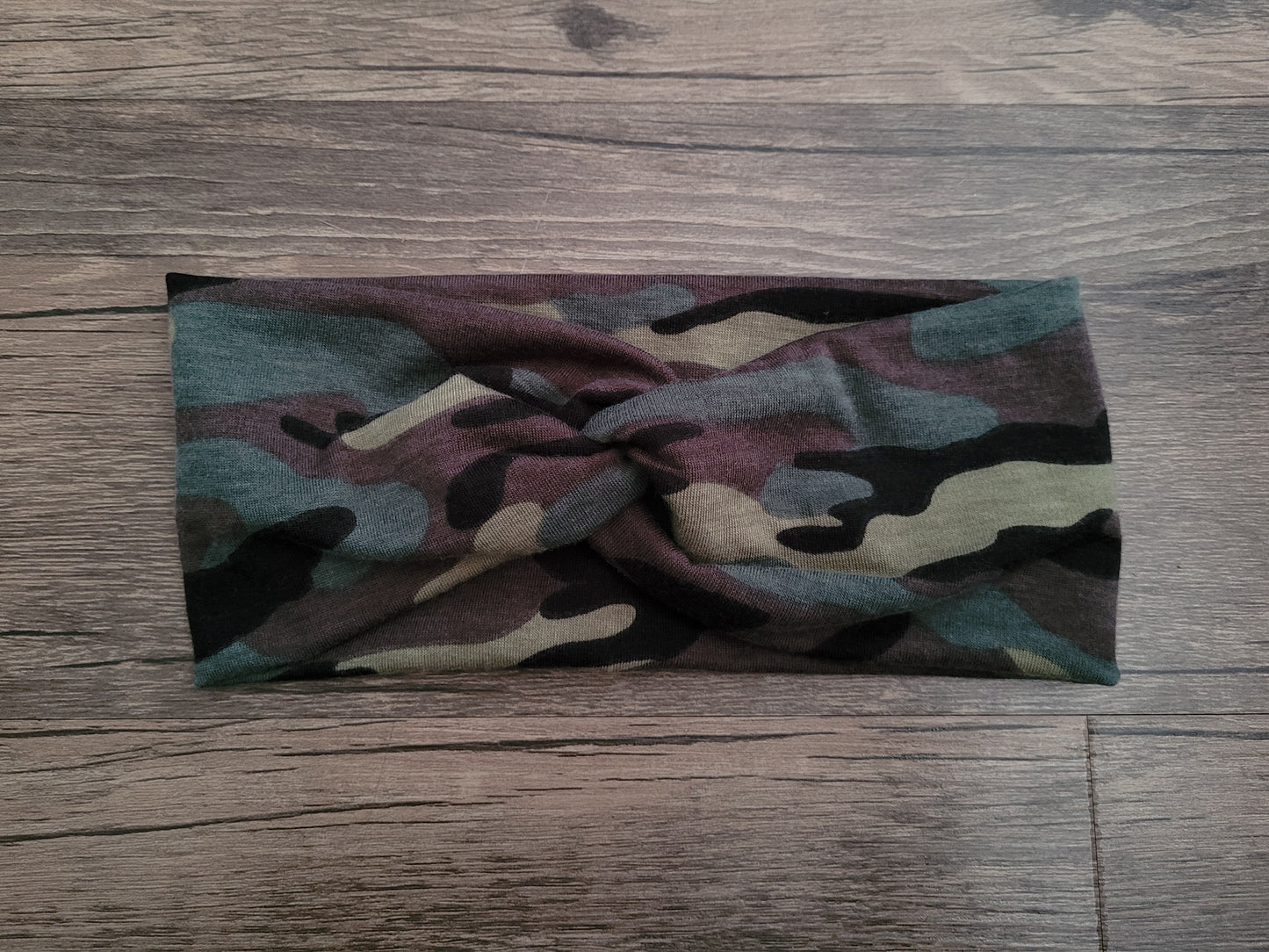 Adult Topknot Headbands- soft green Camo