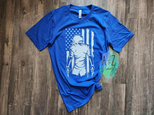Adult unisex Royal- Football Player Flag Tee