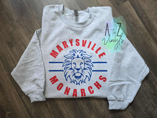 Adult Light grey Sweatshirt- Marysville Monarchs