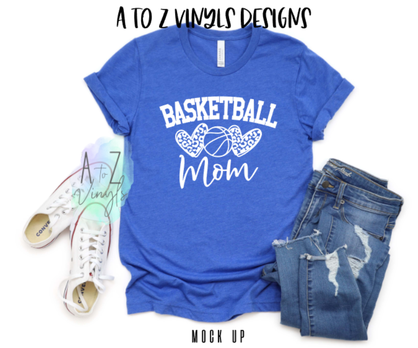 Adult Unisex Royal- Basketball Mom leopard hearts