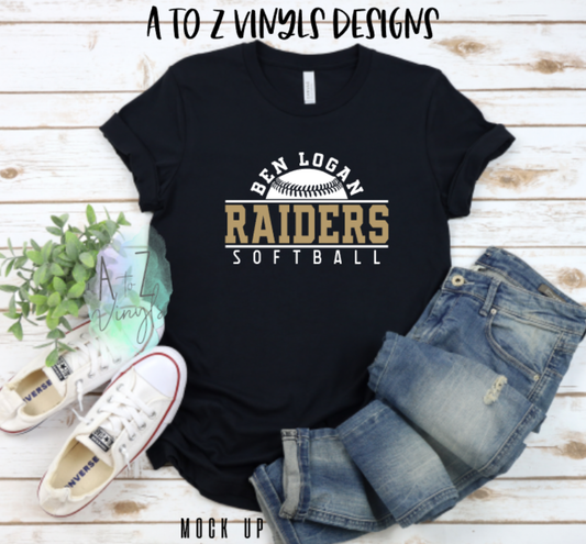 Adult Unisex Black- Ben Logan Raiders softball