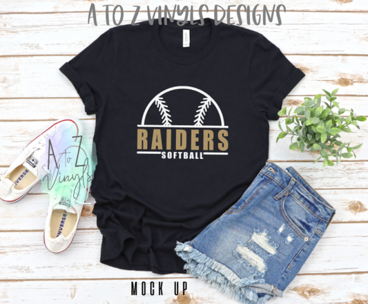 Adult Unisex Black- Raiders softball