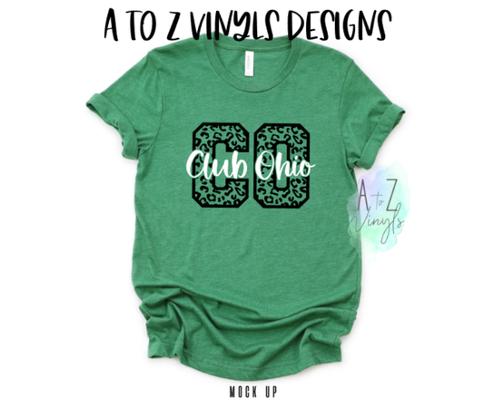 Adult Unisex heather Green- Club Ohio leopard letters