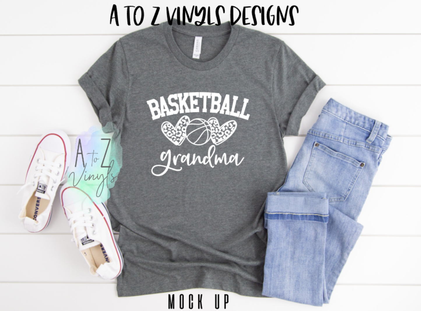 Adult Unisex grey- Basketball Grandma leopard hearts