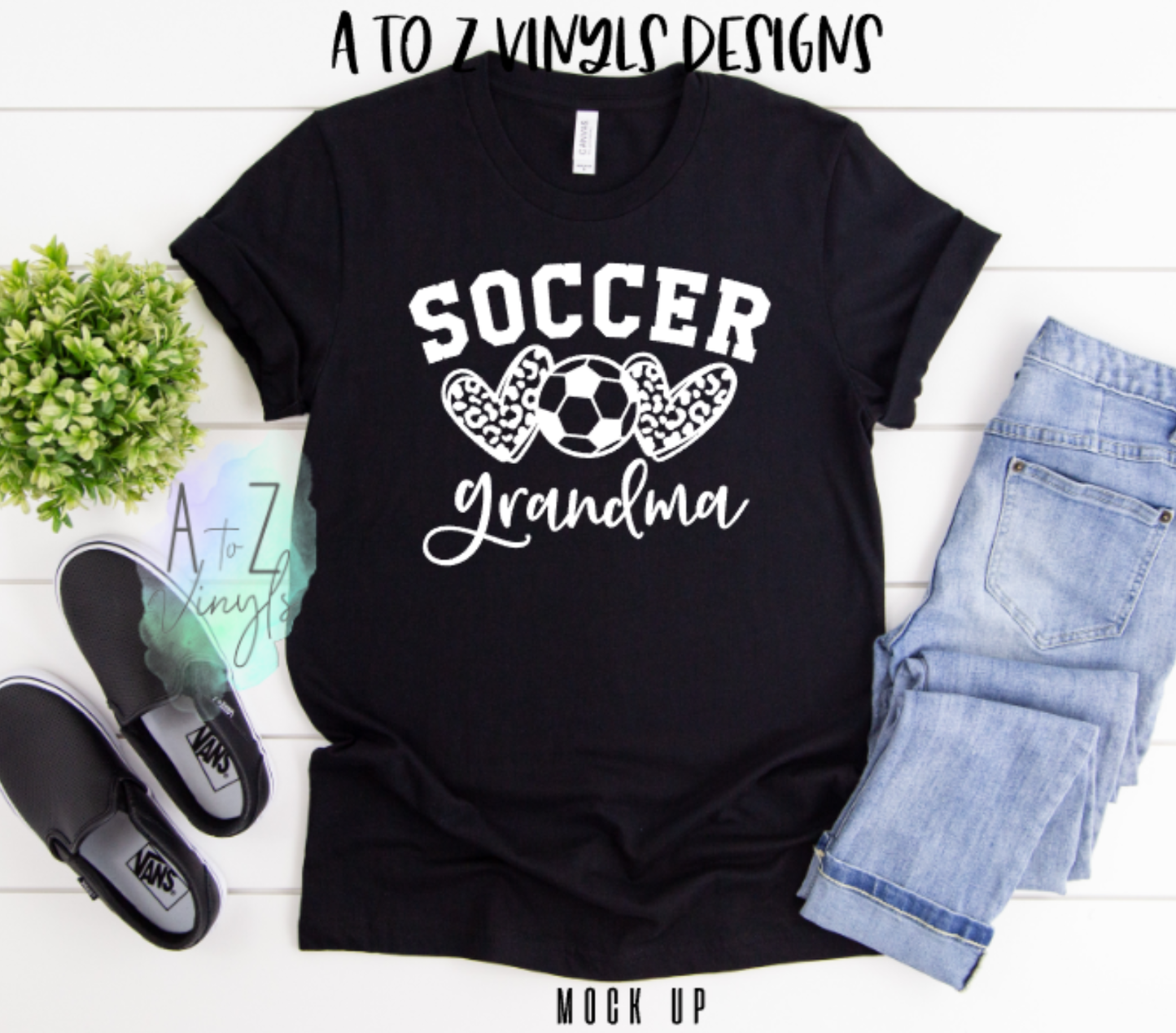 Adult Unisex Black- Soccer Grandma leopard hearts