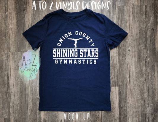 Youth Navy tee- Union county shining stars gymnastics