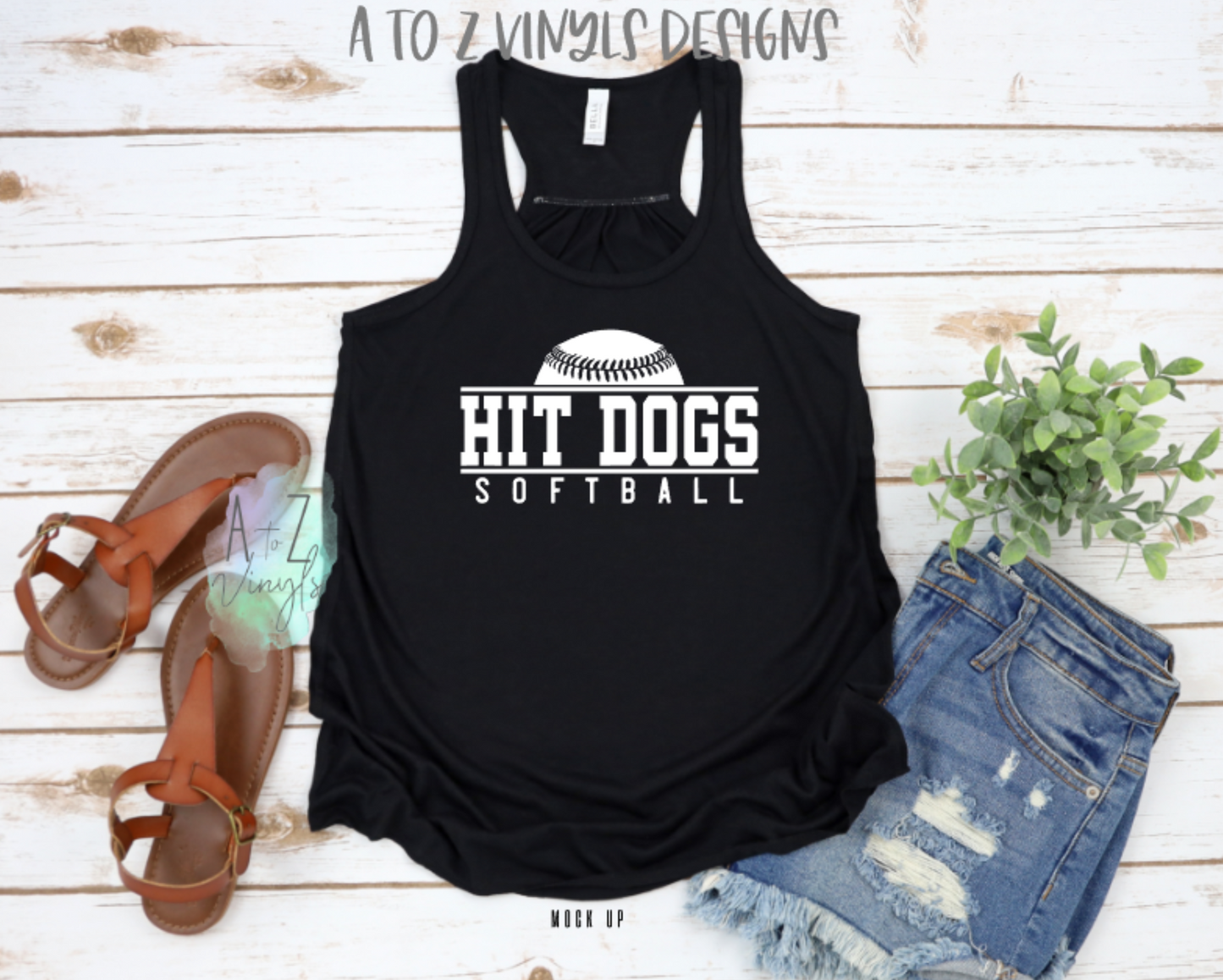 Adult Tank Black- Hit Dogs softball/baseball