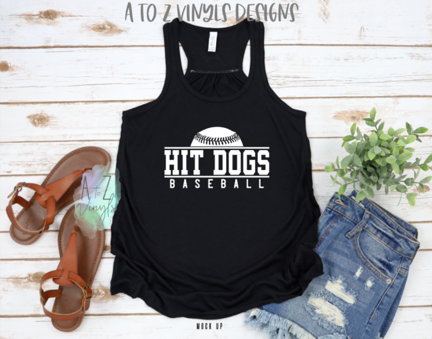 Adult Tank Black- Hit Dogs softball/baseball