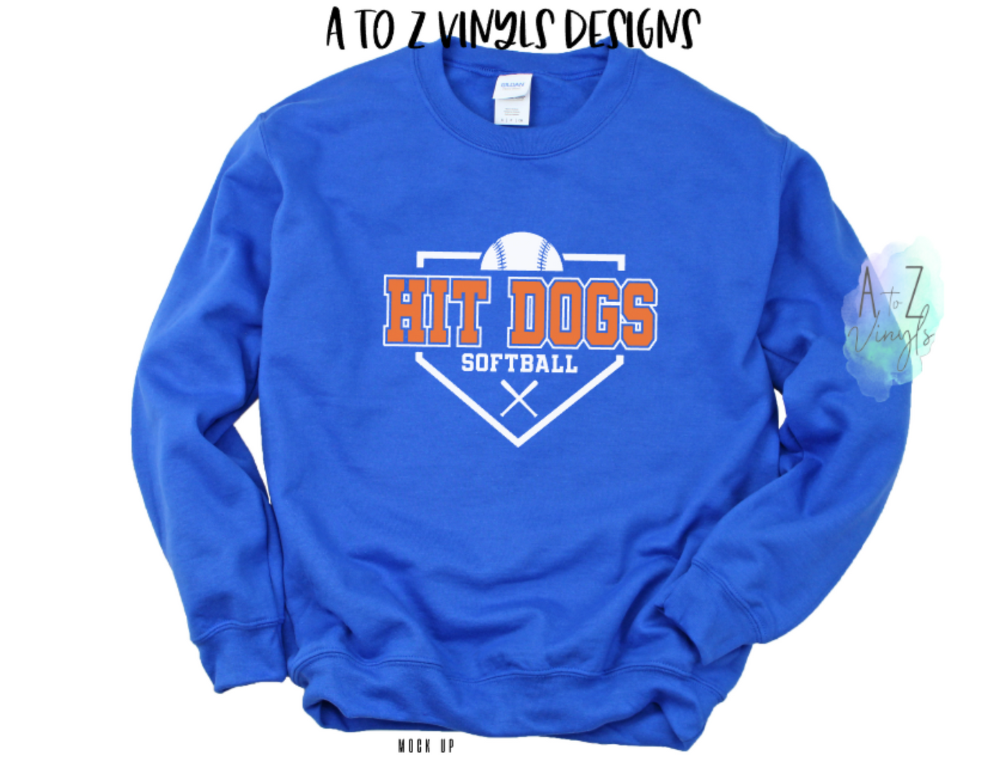 Adult Royal Sweatshirt- Hit Dogs Baseball/Softball