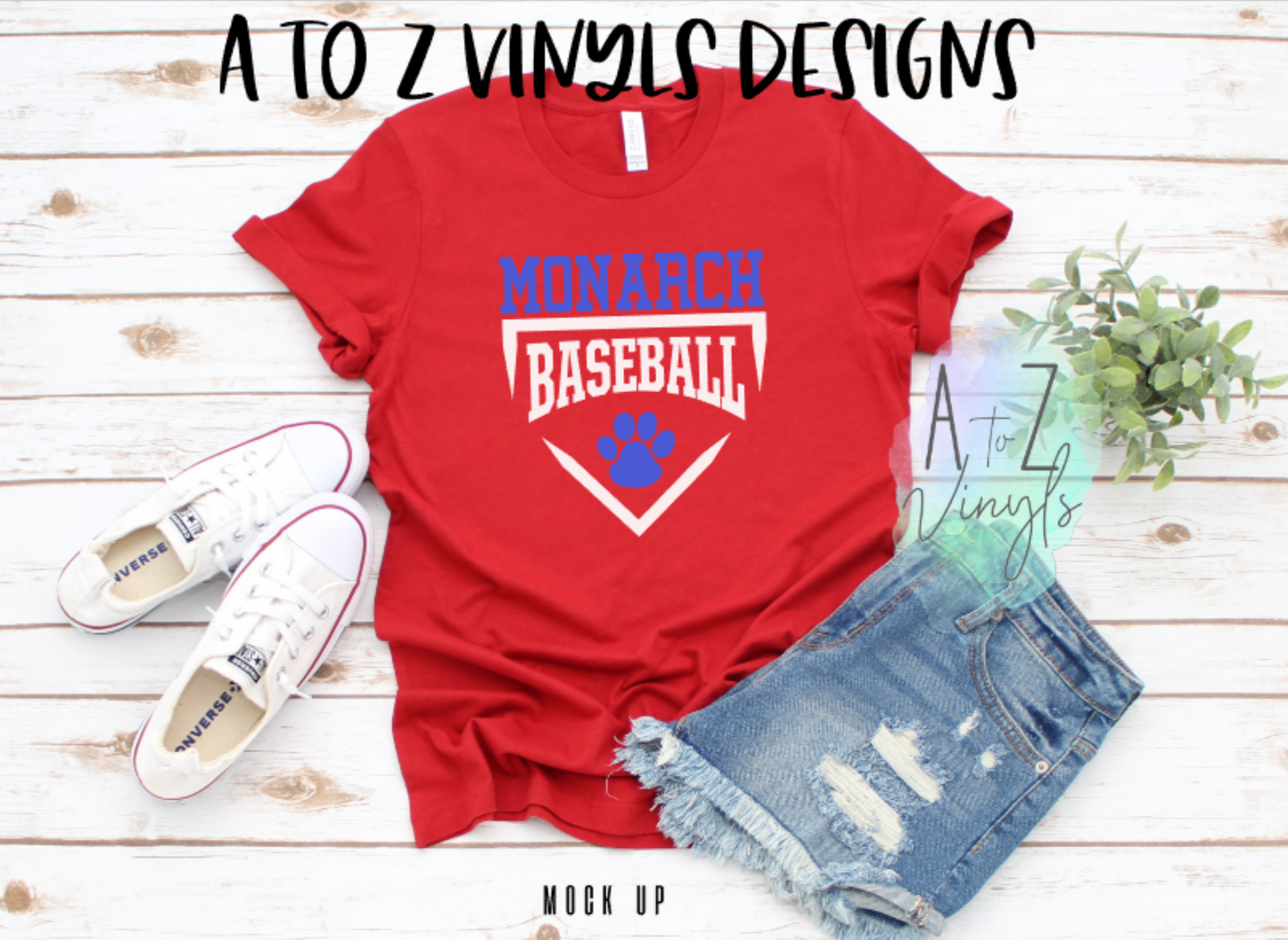 Adult Unisex Red- Monarch baseball