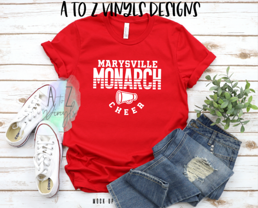 Adult Unisex red tee- Marysville Monarch Cheer