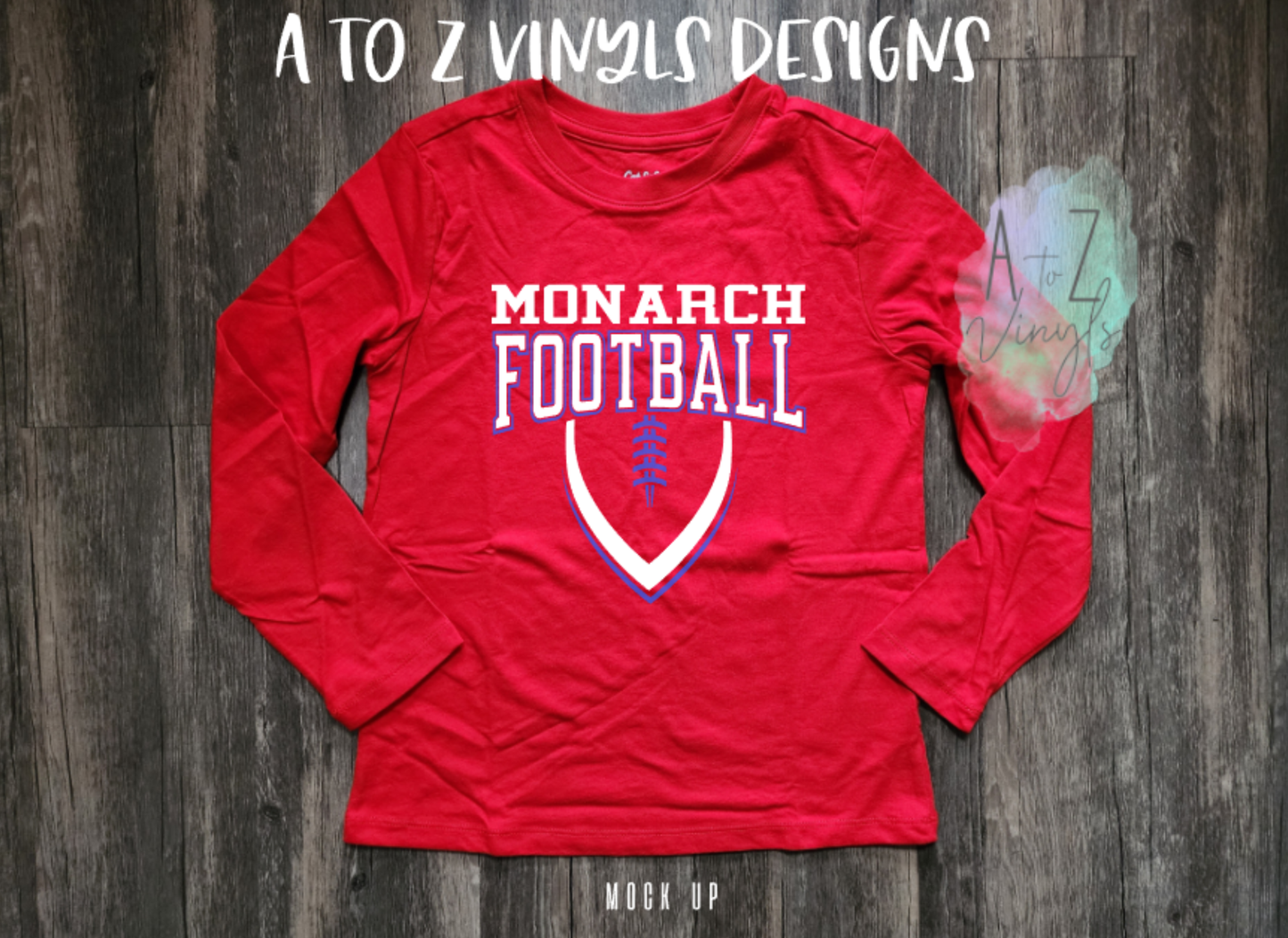 Youth Red Long Sleeve tee- Monarch Football