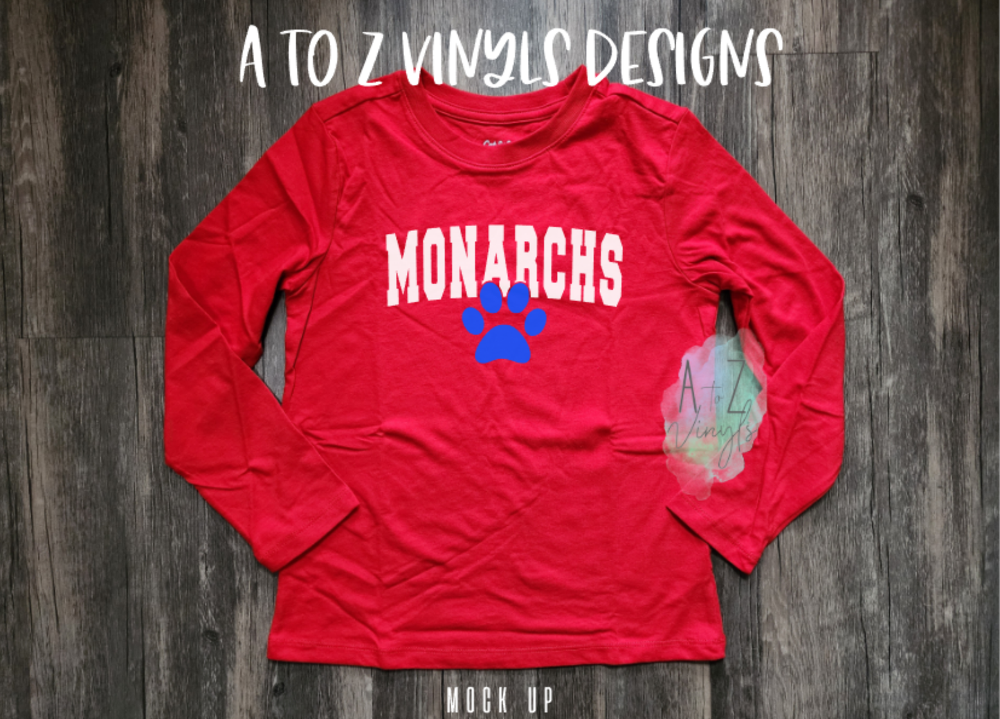 Youth Red Long Sleeve tee- Monarchs paw