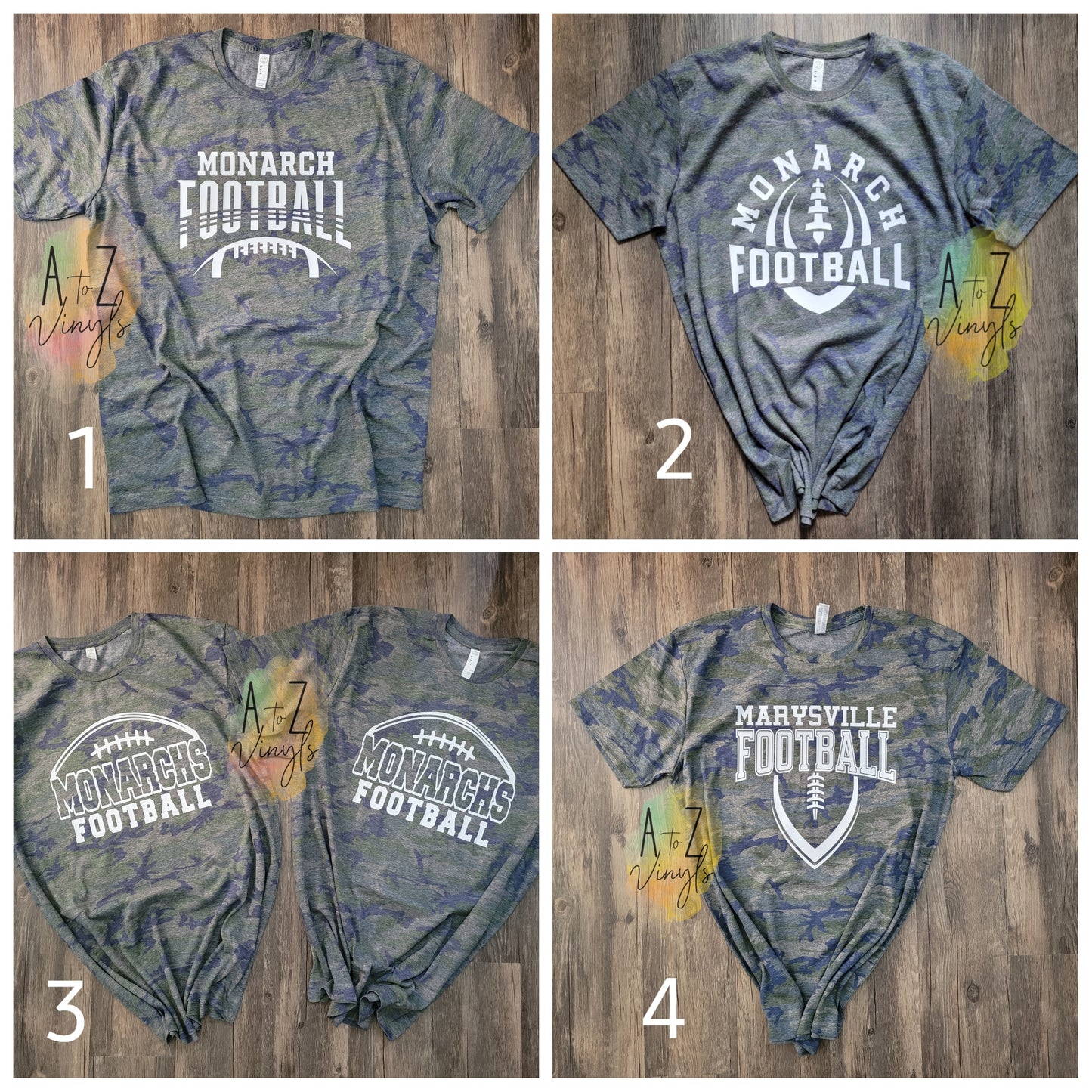 Adult Camo Monarch Football Tees