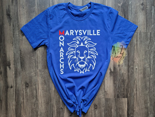 Adult Unisex Royal blue- Marysville Monarchs Lion