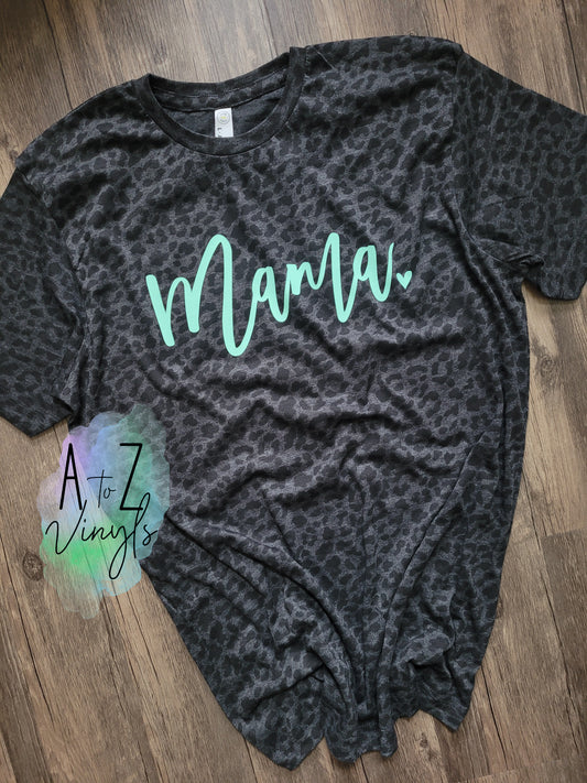 Adult Unisex Black Leopard tee- Mama