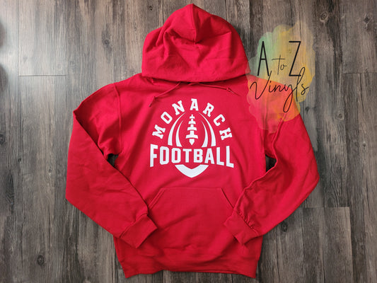 Adult Red hoodie- Monarch Football