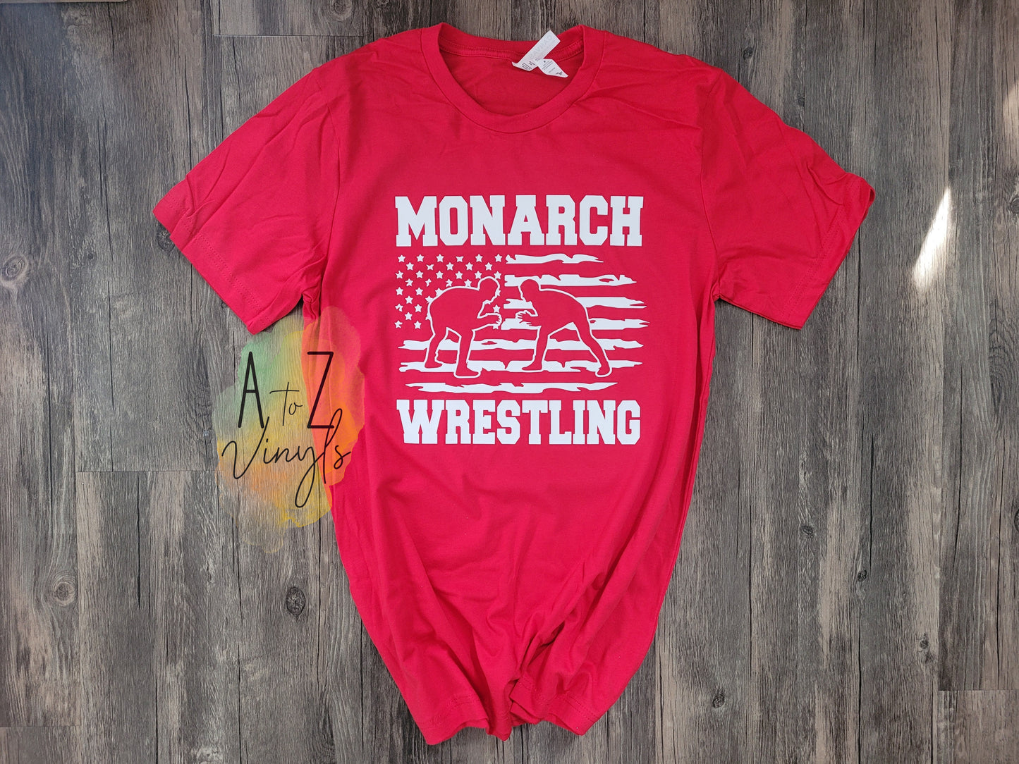 Adult Unisex Red Monarch wrestling Flag tee