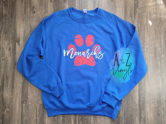 Adult Royal Sweatshirt- Red paw Monarchs