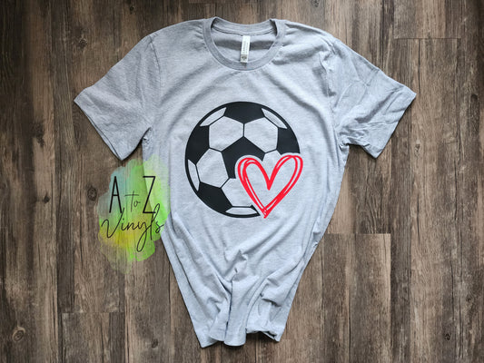 Adult Unisex light grey- Soccer ball heart