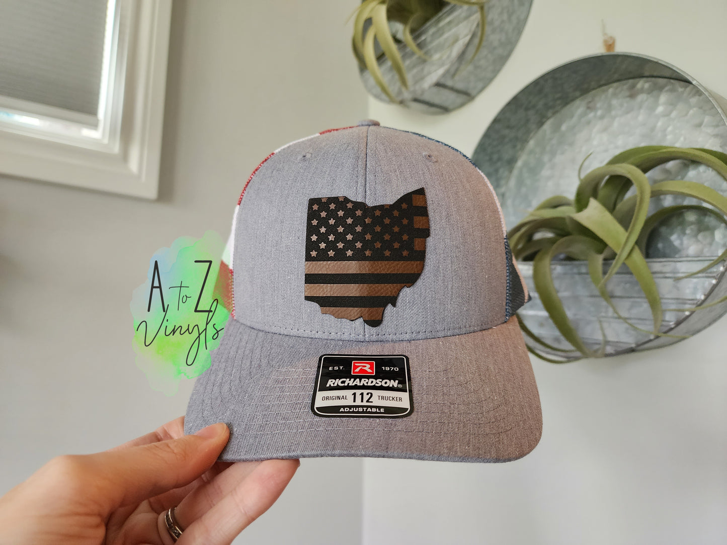 Hat mens grey- Ohio flag Stars & Stripes