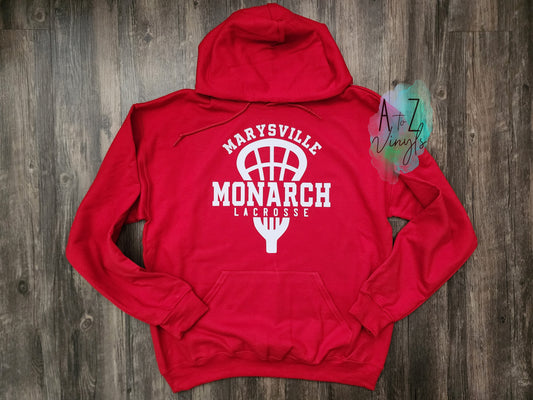 Adult Red hoodie- Monarch Lacrosse