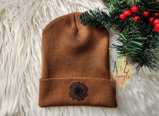 Beanie Caramel- Sunflower leatherette