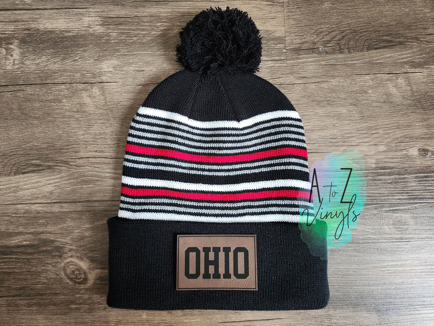 Beanie Striped Black- Ohio Leatherette