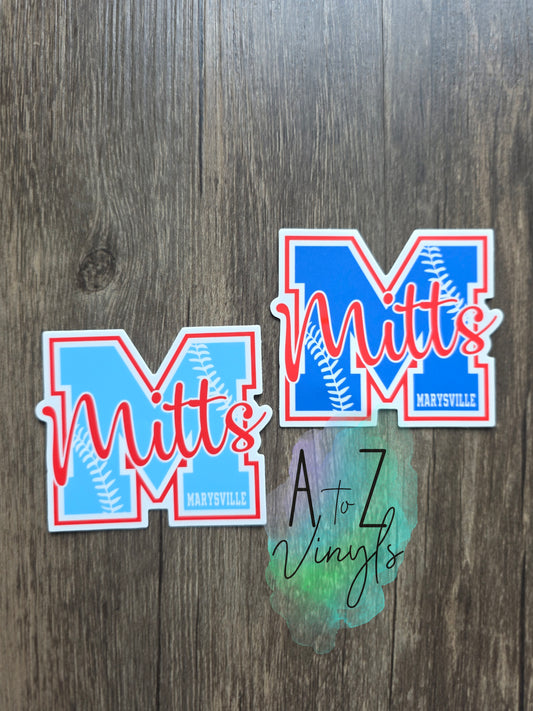 Mitts marysville Baseball Sticker