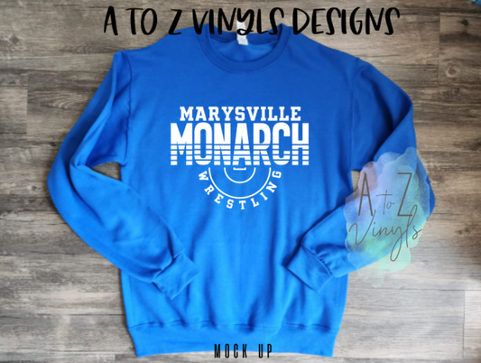 Adult Royal Sweatshirt- Marysville Monarch Wrestling