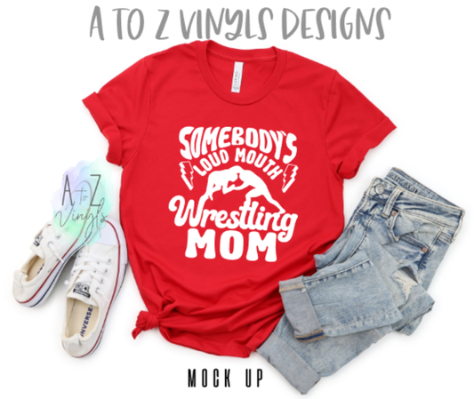 Adult Unisex Red- Somebody's loud mouth wrestling mom