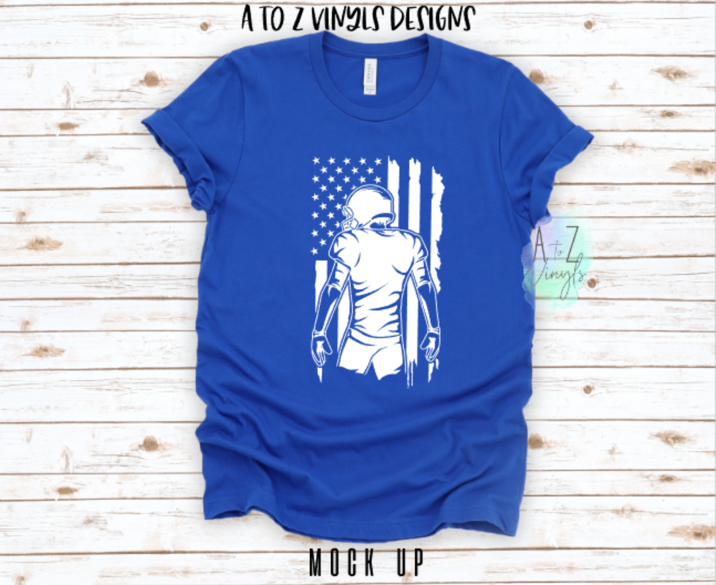 Adult unisex Royal- Football Player Flag Tee