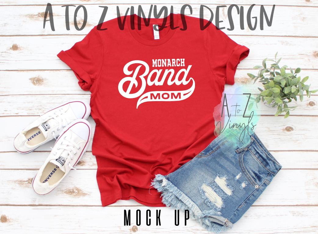 Adult unisex Red- Monarch Band mom tee