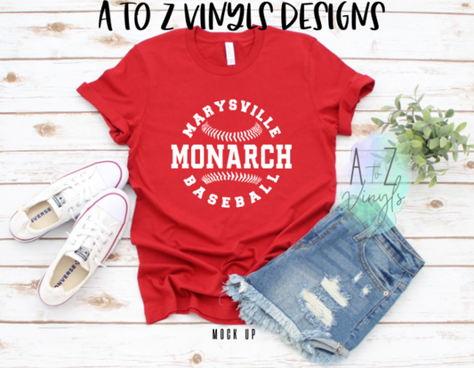 Adult Unisex red- Marysville Monarch Baseball