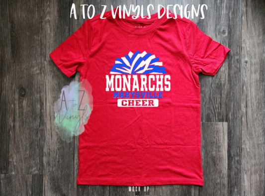 Youth Red Marysville Monarchs Cheer tee