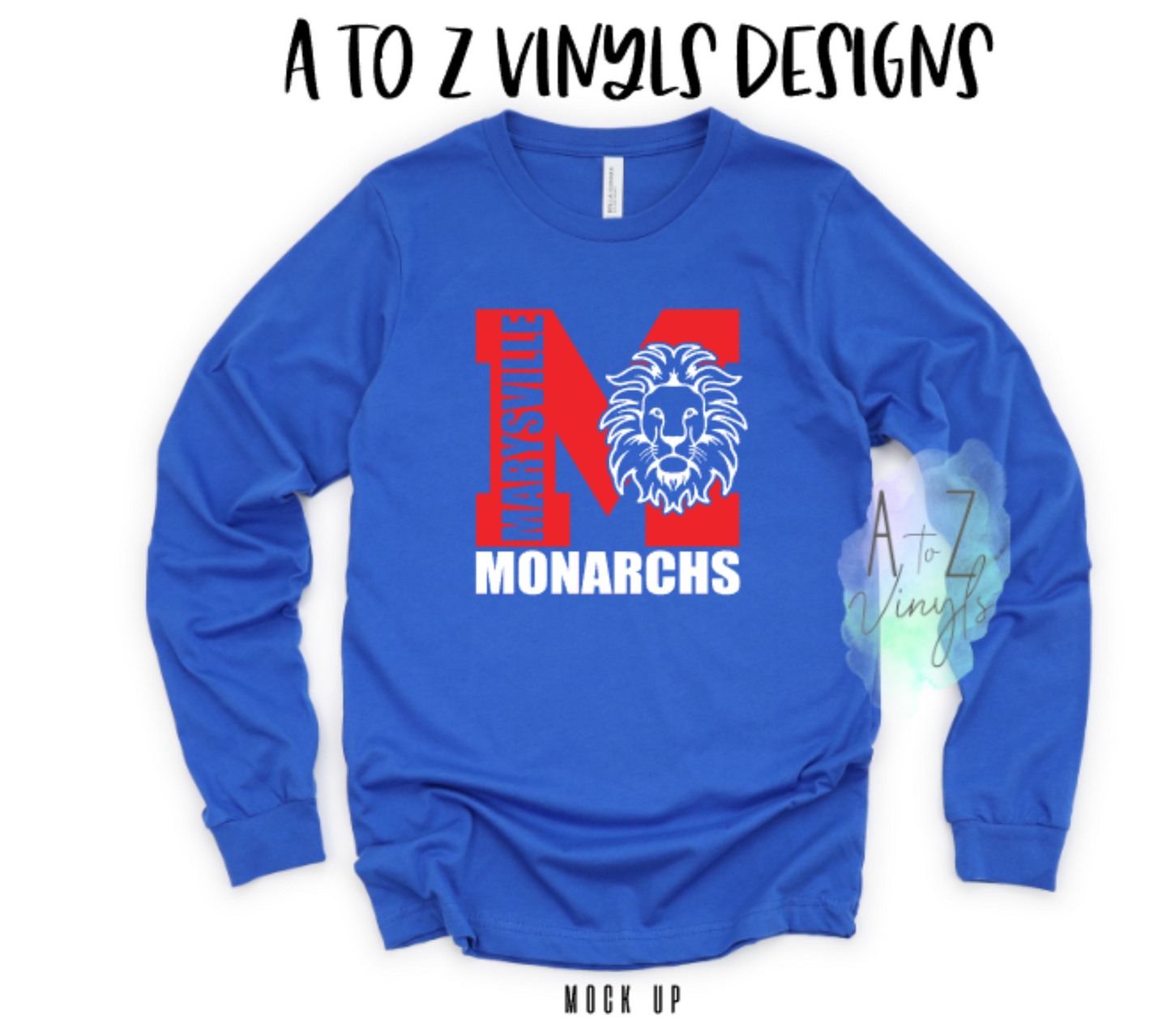 Adult Unisex Long Sleeve Royal- Marysville Monarchs M Lion