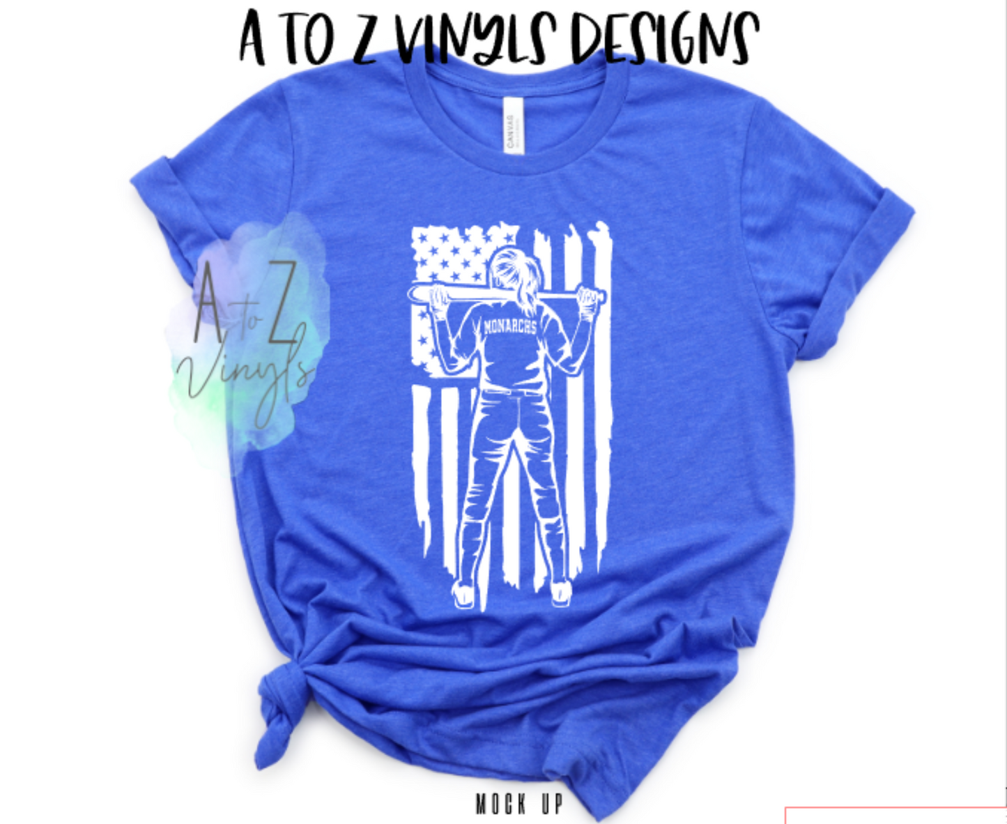 Adult Unisex Heather royal blue- softball flag Monarchs