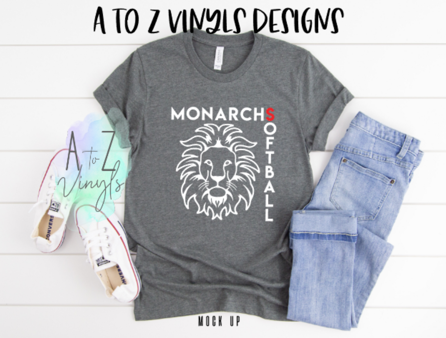 Adult Unisex grey- Monarchs softball big lion