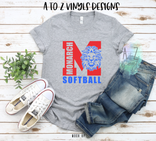 Adult Unisex light grey- Monarch softball lion