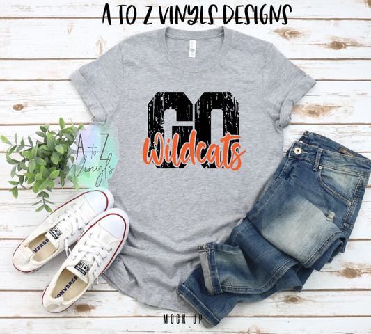 Adult Unisex Light Grey  - Go Wildcats distressed design