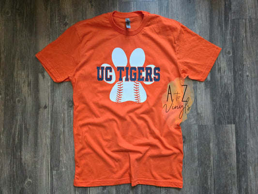 Adult Unisex Orange - UC tigers baseball Paw