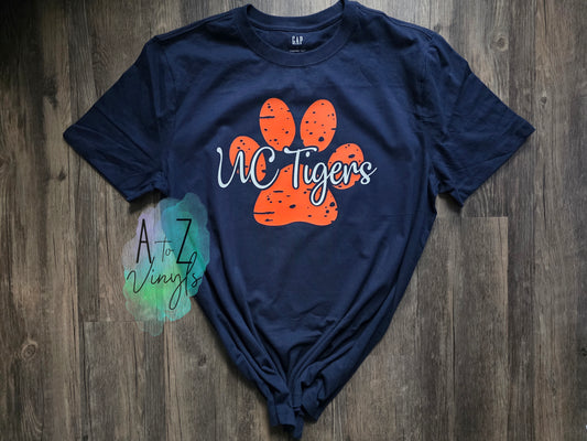 Adult Unisex  - UC Tigers distressed Paw