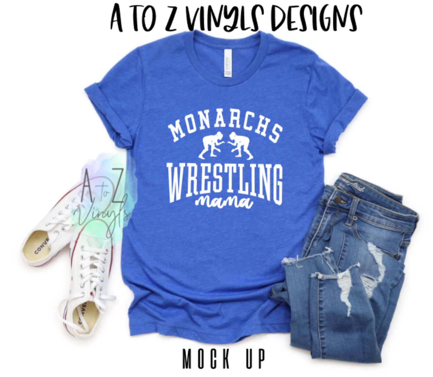 Adult Unisex Heather royal- Girls Monarchs Wrestling mama