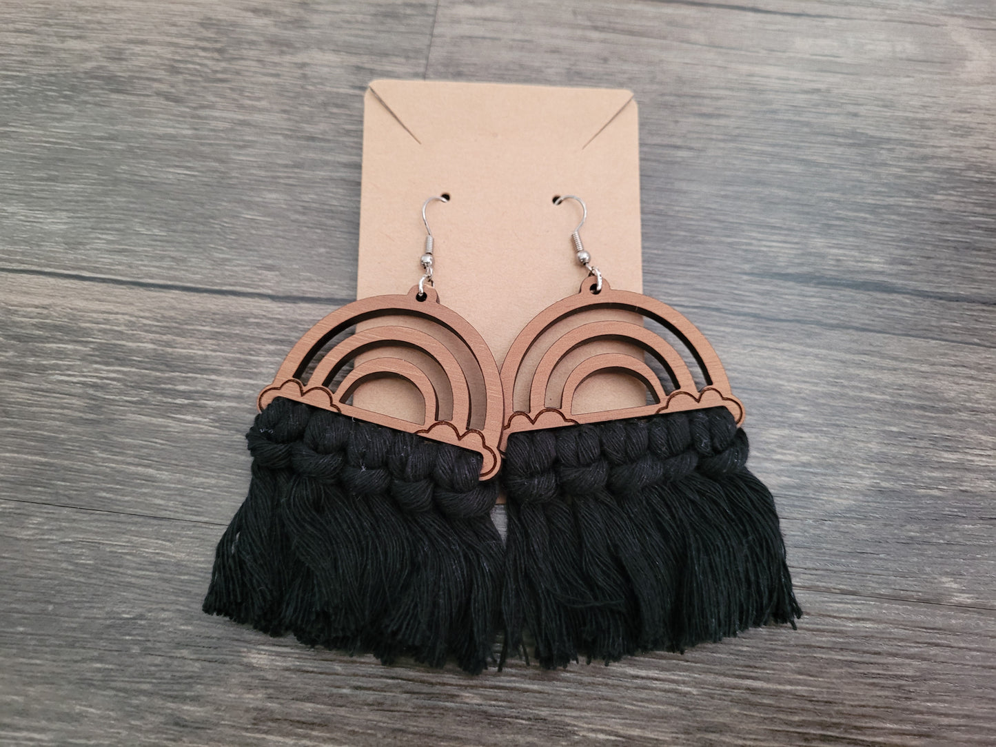 Macrame Earrings- Black Rainbow