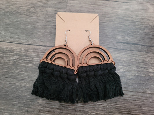 Macrame Earrings- Black Rainbow