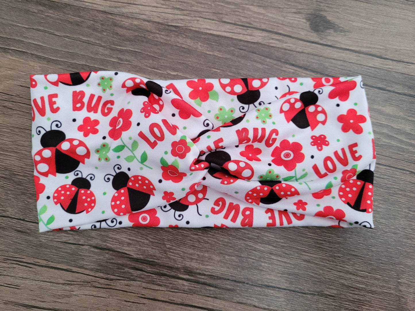 Youth topknot headband- Love Bug