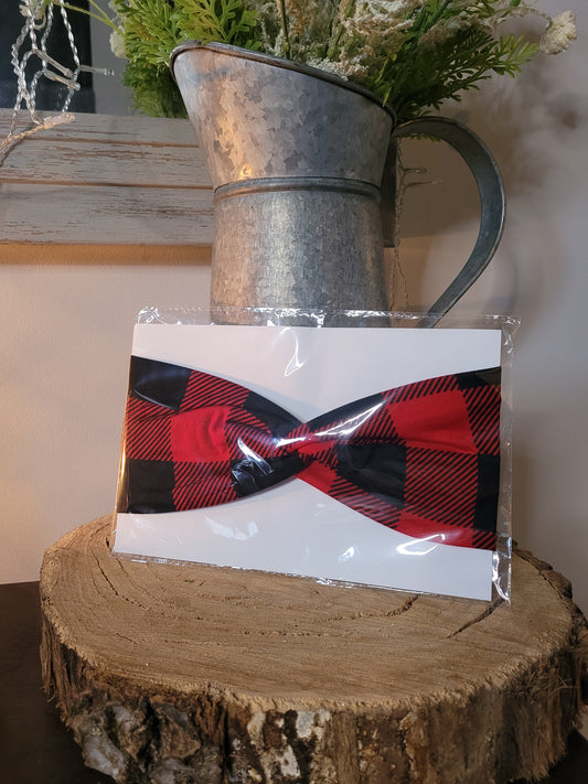 Adult Topknot Headbands- Buffalo Plaid