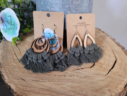 Macrame Earrings- Hunter green