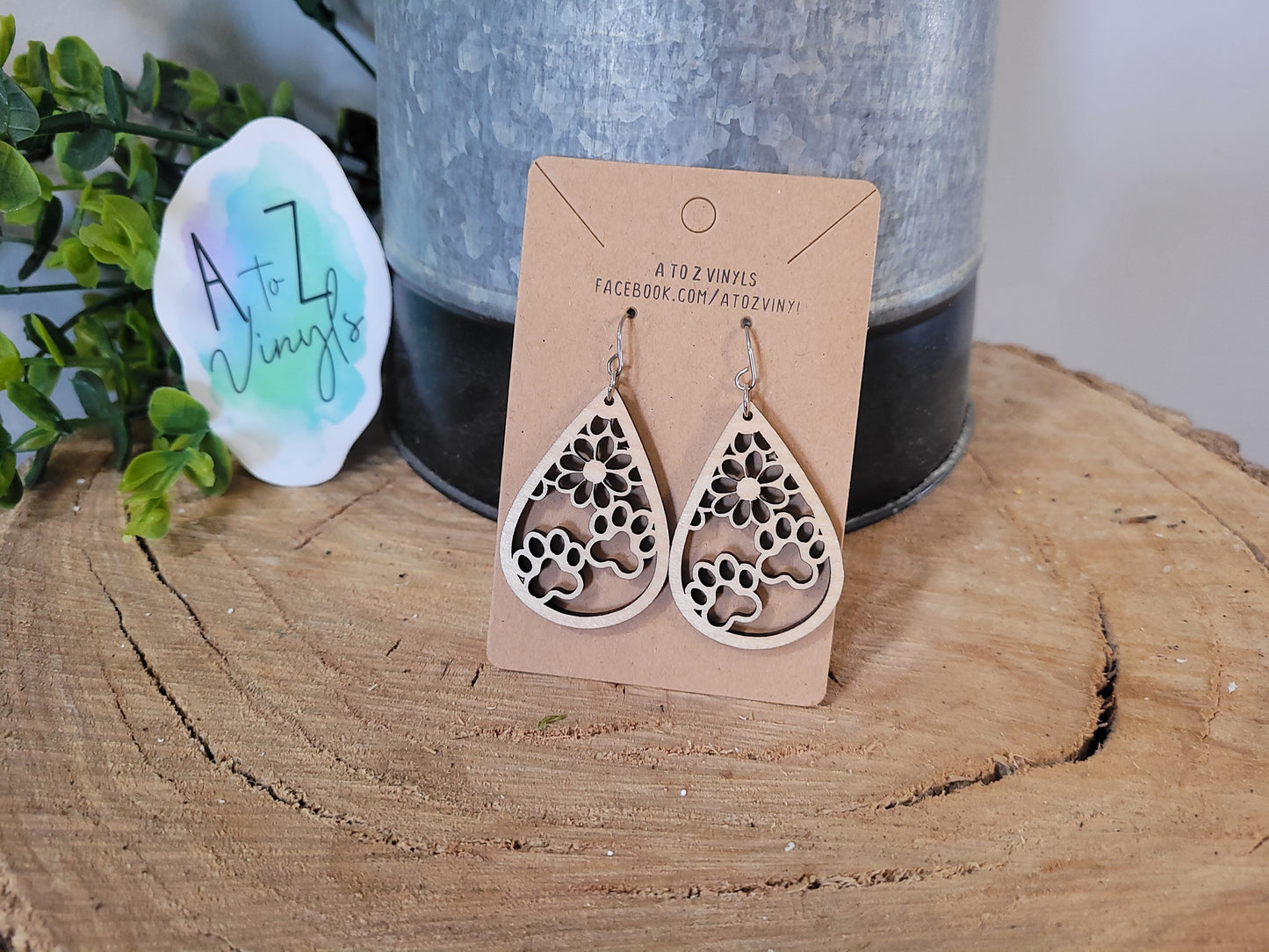 Dangles- Floral Paw teardrops